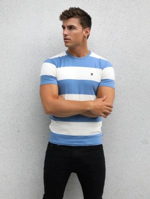 Blakely Alassio Stripe T-Shirt Azules | AJSUQV425