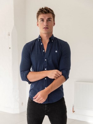 Blakely Arlo Soft Stretch Shirt Azul Marino | UABKOL240