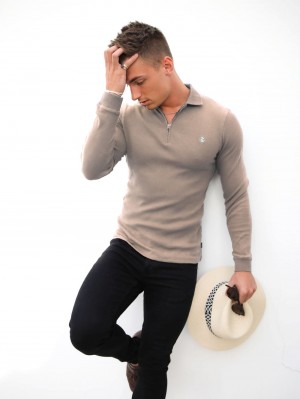 Blakely Aspen Long Sleeve Polo Stone | ZPSOIN431