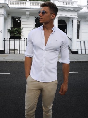Blakely Aylsham Fitted Stretch Shirt Blancas | YRWBMS630