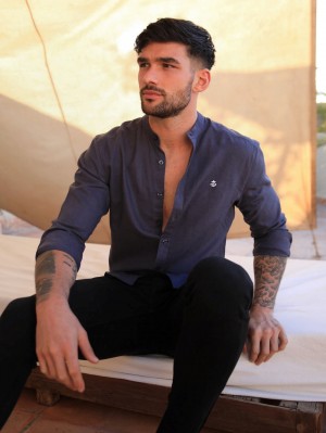 Blakely Berkane Linen Shirt Azul Marino | HTILGY653