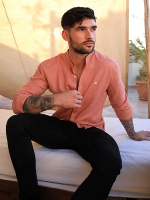 Blakely Berkane Linen Shirt Terracotta | HIEWXD872