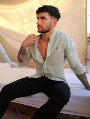 Blakely Berkane Linen Shirt Verde | HKGJVZ612