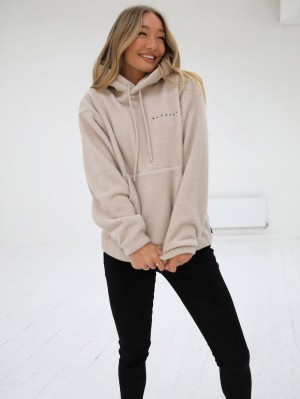 Blakely Borg Womens Oversized Hoodie Tan | VLUFYO180