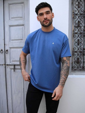 Blakely Ceuta Textured Oversized T-Shirt Azules | EZHAPU420