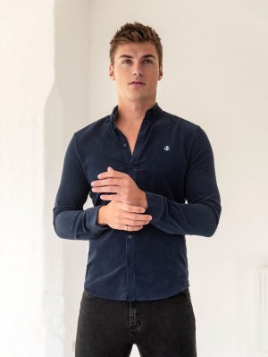 Blakely Cord Shirt Azul Marino | JAGUEK351