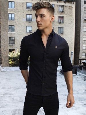 Blakely Farringdon Fitted Stretch Shirt Negras | WMRTJE728
