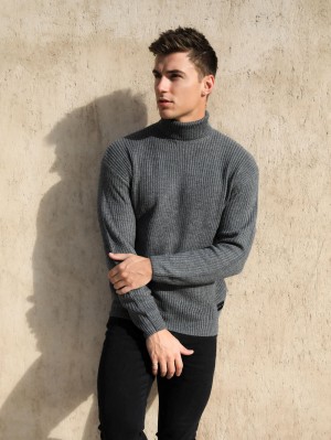 Blakely Hemsworth Roll Neck Jumper Charcoal | ZVDQTM629