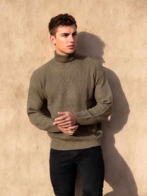 Blakely Hemsworth Roll Neck Jumper Kaki | WATIDU714