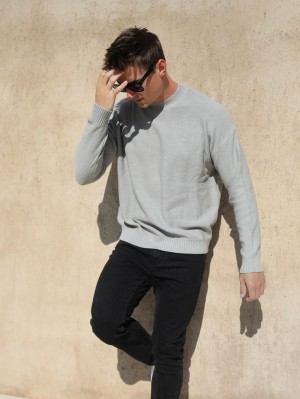 Blakely Huxley Knit Jumper Pale Concrete | RIJSYC169