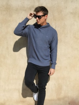 Blakely Huxley Knitted Hoodie Azules | KXTYRV123