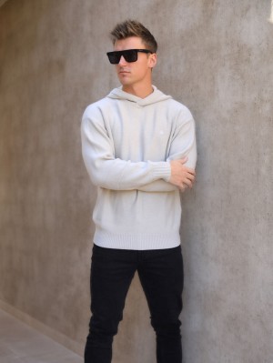 Blakely Huxley Knitted Hoodie Chalk | RJIOCK314