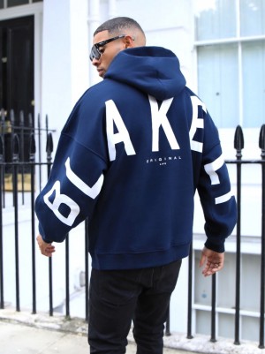 Blakely Idris Oversized Hoodie Azul Marino Azules | KGYIRV526