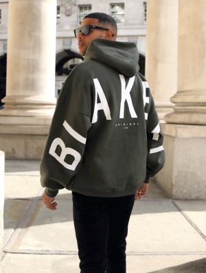 Blakely Idris Oversized Hoodie Kaki Verde | KPXMRE315
