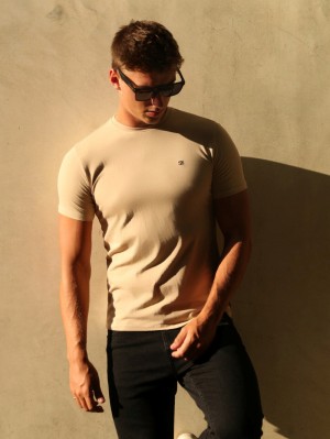 Blakely Initial T-Shirt Tan | GKXRJM734