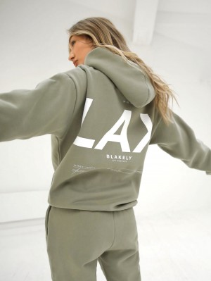 Blakely LAX Women's Oversized Hoodie Verde Oliva | DRSTMC162