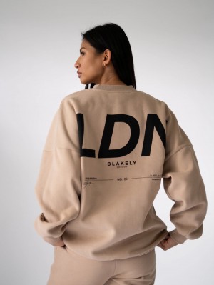 Blakely LDN Womens Oversized Jumper Tan | WVYSIA537