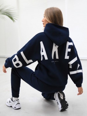 Blakely Life & Style Isabel Oversized Hoodie Azul Marino Azules | EDHRQM840