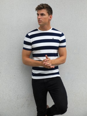 Blakely Loano Stripe T-Shirt Azul Marino | JBHMNO052