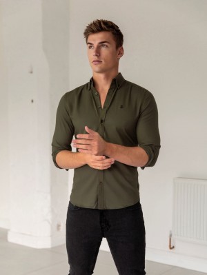 Blakely Loreto Fitted Stretch Shirt Kaki Verde | TPVAYG895