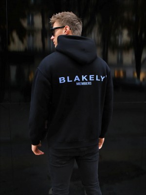 Blakely Members Relaxed Hoodie Negras Azules | FWBKNC934