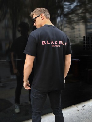 Blakely Members Relaxed T-Shirt Negras Rosas | UQMPSJ841