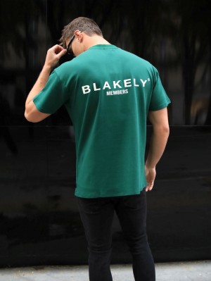 Blakely Members Relaxed T-Shirt Verde Oscuro | QJDRCO892