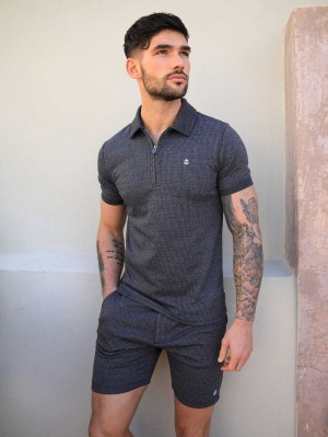 Blakely Midar Check Polo Shirt Gris Oscuro | SIOKRQ392