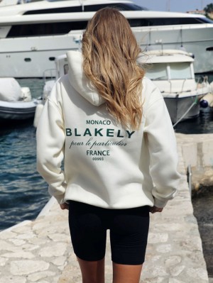 Blakely Monaco Women's Relaxed Hoodie Ivory | VLCMZN320