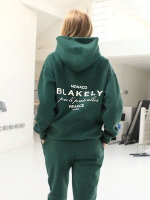 Blakely Monaco Women's Relaxed Hoodie Verde Oscuro | NIAZHM768