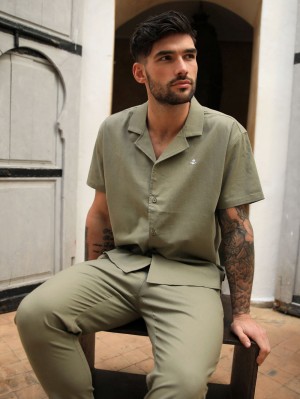 Blakely Nador Open Collared Shirt Kaki | IVJXHE521
