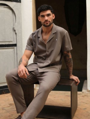 Blakely Nador Open Collared Shirt Marrones | NPBXCU324
