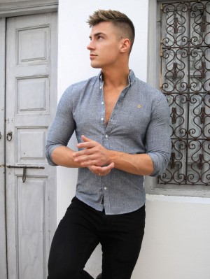 Blakely Odessa Pinstripe Shirt Azul Marino | QNSGUZ401