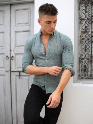 Blakely Odessa Pinstripe Shirt Verde | RJXIPL213