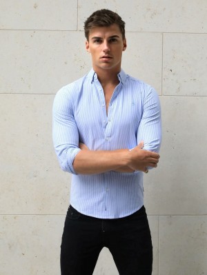 Blakely Portofino Pinstripe Shirt Azules | AIOEFC925