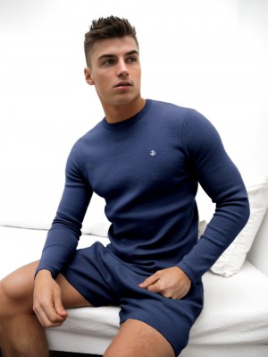 Blakely Riad Knitted Long Sleeve T-Shirt Azules | ZKINAV579