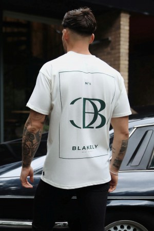Blakely Riviera Initial Relaxed T-Shirt Ivory | PFHLUA846
