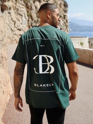 Blakely Riviera Initial Relaxed T-Shirt Verde Oscuro | YIEMPH571