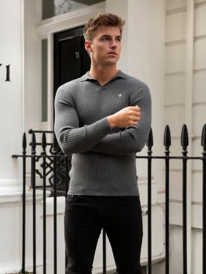 Blakely Salisbury Ribbed Polo Charcoal | RXJBGT073