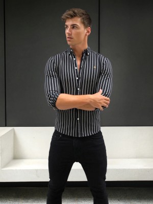 Blakely Savona Stripe Shirt Negras | HUNSTG017