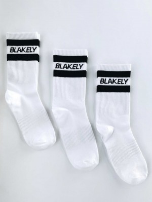 Blakely Signature Socks 3 Pack Blancas | CIMHPZ536