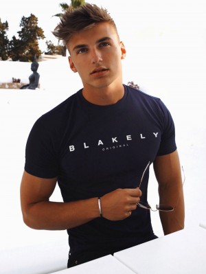 Blakely Stockbridge T-Shirt Azul Marino | ERCFUS478
