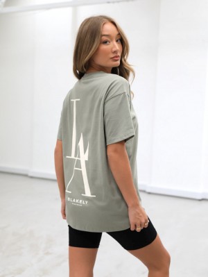 Blakely Studio Relaxed T-Shirt Verde Oliva | ZHNKLV034