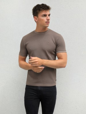 Blakely Toulon Textured T-Shirt Marrones | NYJSQK251