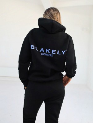 Blakely Women's Members Relaxed Hoodie Negras Azules | MJQPKA850