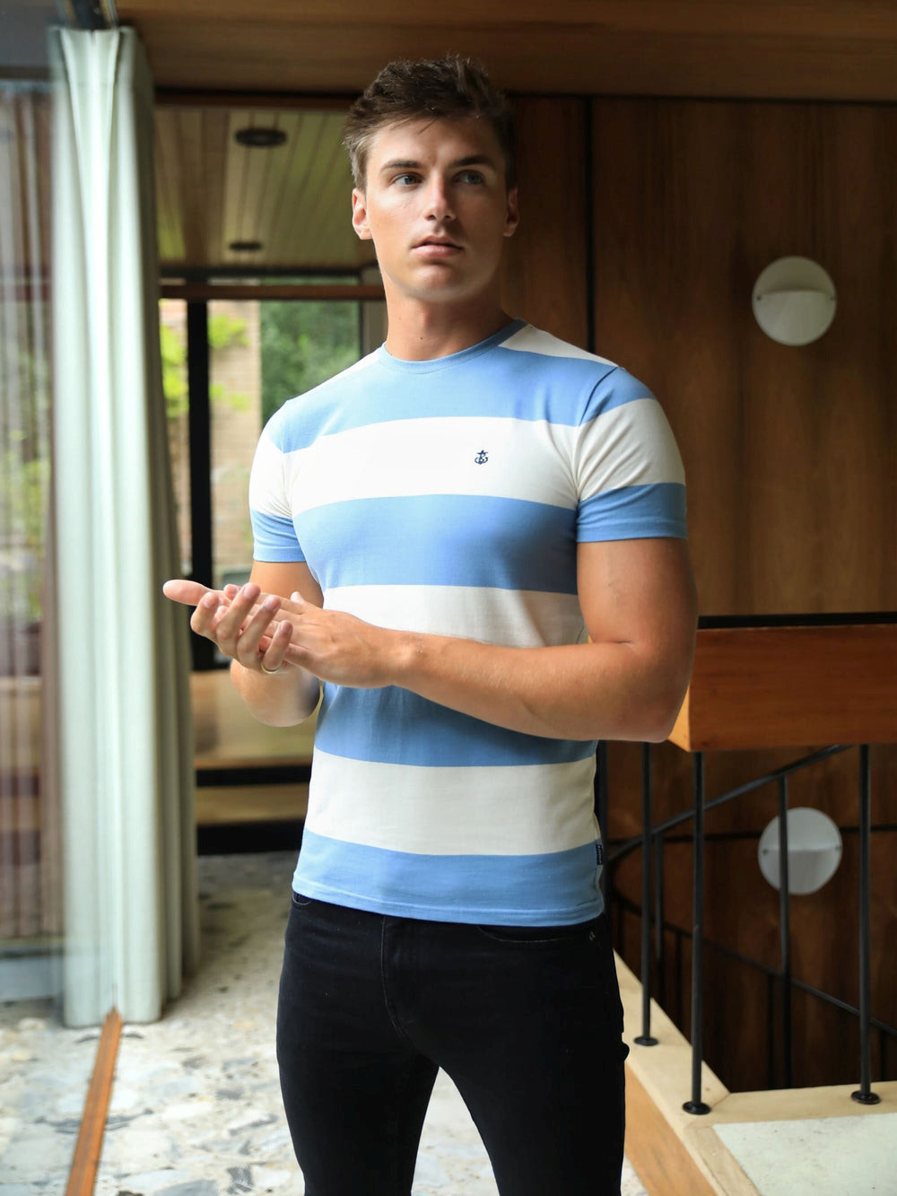 Blakely Alassio Stripe T-Shirt Azules | AJSUQV425