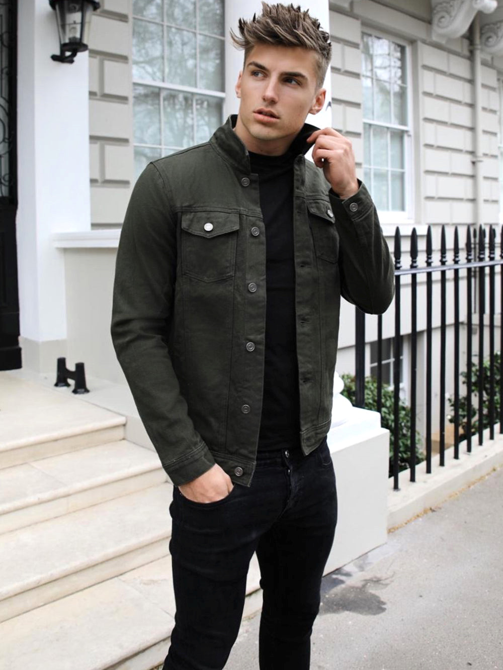 Blakely Alberta Denim Jacket Kaki Verde | ZNRMDB608