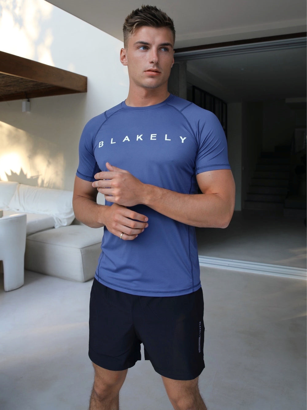 Blakely Alert Gym T-Shirt Azules | QISHUD478