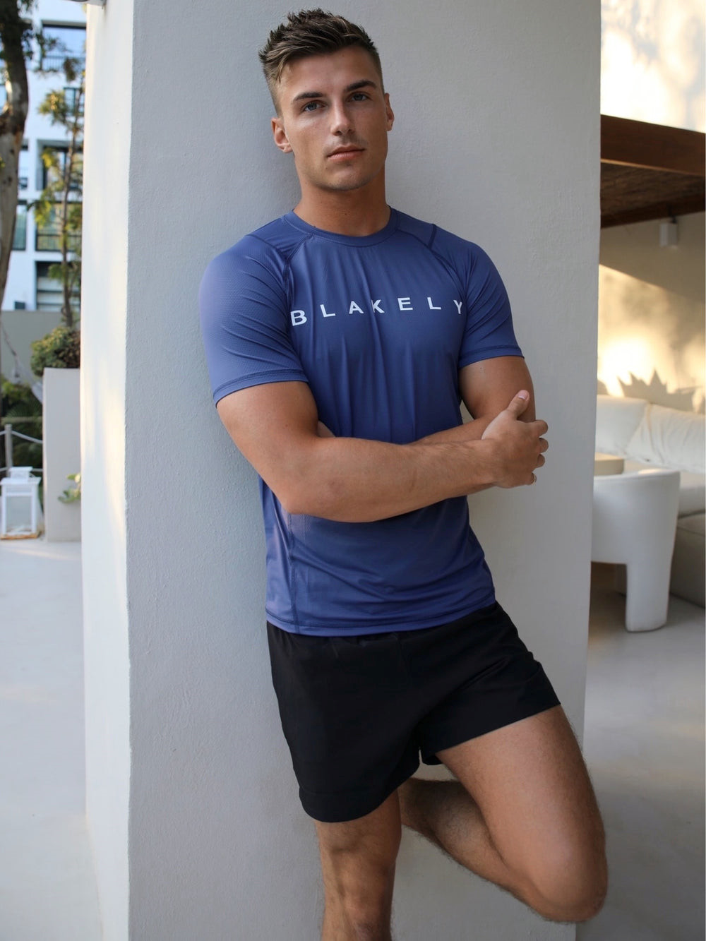 Blakely Alert Gym T-Shirt Azules | QISHUD478