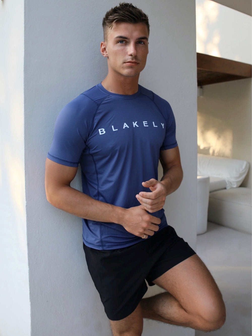 Blakely Alert Gym T-Shirt Azules | QISHUD478